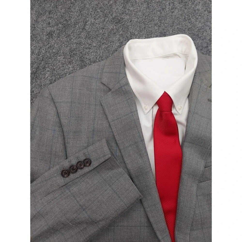 Ralph Lauren Jacket Blazer Mens 42 L Gray Plaid Silk Wool 2 Button Sport Coat